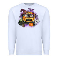 White Halloween School Bus Premium Sweatshirt - texasbilliewilder