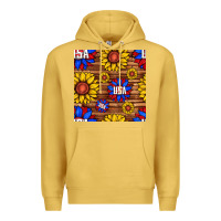 Antique Gold usa sunflower seamless pattern Premium Hoodie - BundleAndBundleShop