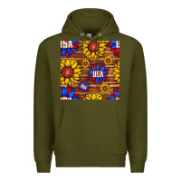 Army Green usa sunflower seamless pattern Premium Hoodie - BundleAndBundleShop