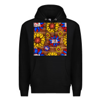 Black usa sunflower seamless pattern Premium Hoodie - BundleAndBundleShop
