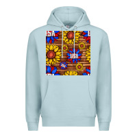 Blue Mist usa sunflower seamless pattern Premium Hoodie - BundleAndBundleShop