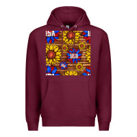 Burgundy usa sunflower seamless pattern Premium Hoodie - BundleAndBundleShop