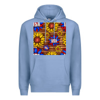 Colony Blue usa sunflower seamless pattern Premium Hoodie - BundleAndBundleShop