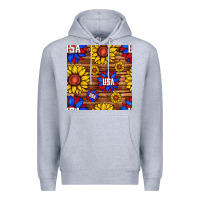 Heather Grey usa sunflower seamless pattern Premium Hoodie - BundleAndBundleShop