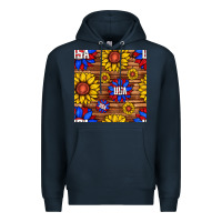 Navy usa sunflower seamless pattern Premium Hoodie - BundleAndBundleShop