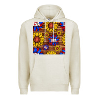 Oatmeal Heather usa sunflower seamless pattern Premium Hoodie - BundleAndBundleShop