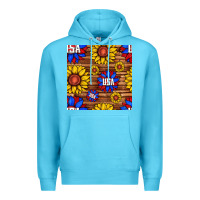 Ocean Blue usa sunflower seamless pattern Premium Hoodie - BundleAndBundleShop