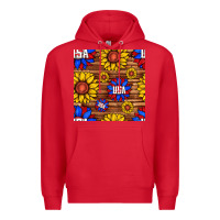 Red usa sunflower seamless pattern Premium Hoodie - BundleAndBundleShop