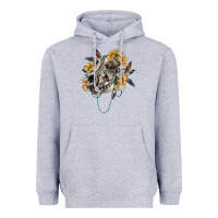 Heather Grey Boho wolf skull Heavyweight Hoodie - RanaPortraitStore