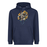 Navy Boho wolf skull Heavyweight Hoodie - RanaPortraitStore
