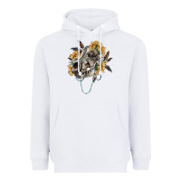 White Boho wolf skull Heavyweight Hoodie - RanaPortraitStore