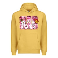 Antique Gold chillin pink   with my snowmies  ado Premium Hoodie - AdoDesignShop