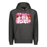 Charcoal Heather chillin pink   with my snowmies  ado Premium Hoodie - AdoDesignShop