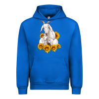 Cobalt goat family with sunflowers Urban Hoodie - Artiststas