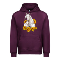 Mauve Wine goat family with sunflowers Urban Hoodie - Artiststas
