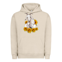 Pigment French Oak goat family with sunflowers Urban Hoodie - Artiststas