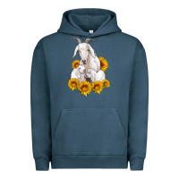 Pigment Midnight Navy goat family with sunflowers Urban Hoodie - Artiststas
