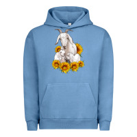 Pigment Pebble Blue goat family with sunflowers Urban Hoodie - Artiststas
