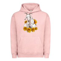 Pigment Salmon goat family with sunflowers Urban Hoodie - Artiststas
