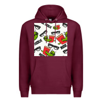 Burgundy bookworm seamless pattern Premium Hoodie - BundleAndBundleShop