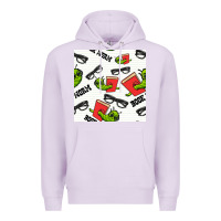Lilac bookworm seamless pattern Premium Hoodie - BundleAndBundleShop