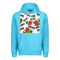Ocean Blue bookworm seamless pattern Premium Hoodie - BundleAndBundleShop