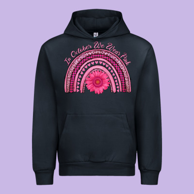 In October We Wear Pink Rainbow Urban Hoodie Designed By Adodesignshop