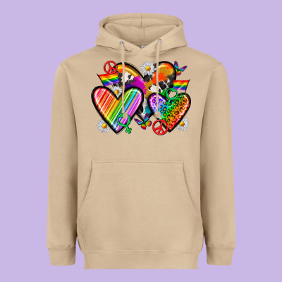 Heavyweight Hoodie pride hearts