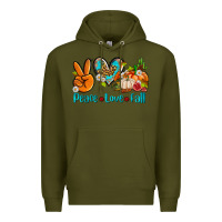 Army Green peace love fall ado Premium Hoodie - AdoDesignShop