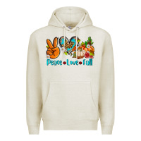 Oatmeal Heather peace love fall ado Premium Hoodie - AdoDesignShop