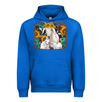 Cobalt goat family with sunflowers western serape turquoise background Urban Hoodie - Artiststas