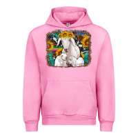 Fuchsia Pink goat family with sunflowers western serape turquoise background Urban Hoodie - Artiststas