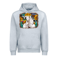 Heather Grey goat family with sunflowers western serape turquoise background Urban Hoodie - Artiststas