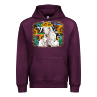 Mauve Wine goat family with sunflowers western serape turquoise background Urban Hoodie - Artiststas