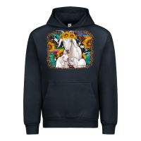 Navy goat family with sunflowers western serape turquoise background Urban Hoodie - Artiststas
