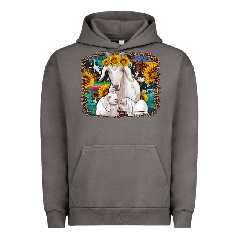 Goat Family With Sunflowers Western Serape Turquoise Background Urban Hoodie by Artiststas | Teevron