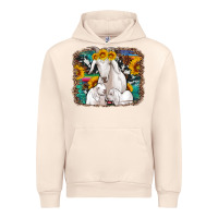 Sandshell goat family with sunflowers western serape turquoise background Urban Hoodie - Artiststas