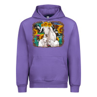 Tulip goat family with sunflowers western serape turquoise background Urban Hoodie - Artiststas