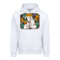 White goat family with sunflowers western serape turquoise background Urban Hoodie - Artiststas