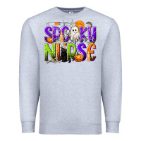 Heather Grey Halloween Spooky Nurse Premium Sweatshirt - texasbilliewilder