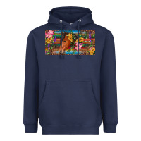 Navy Brown horse with flowers and leopard Heavyweight Hoodie - RanaPortraitStore