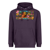 Plum Brown horse with flowers and leopard Heavyweight Hoodie - RanaPortraitStore