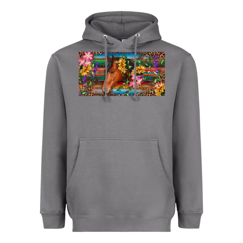 Brown Horse With Flowers And Leopard Heavyweight Hoodie by RanaPortraitStore | Teevron