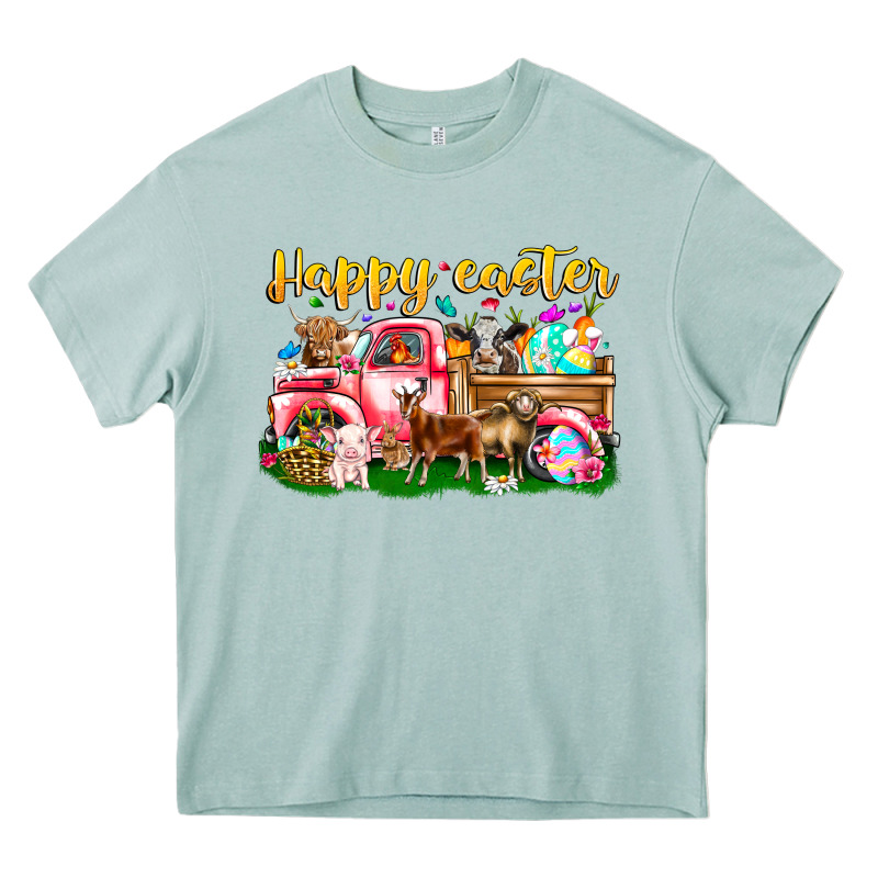 Happy Easter Animal Car Heavy Core Tee by CowhideDigitalArt | Teevron