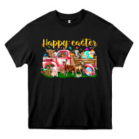 Black Happy Easter Animal Car Heavy Core Tee - CowhideDigitalArt