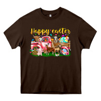 Chocolate Brown Happy Easter Animal Car Heavy Core Tee - CowhideDigitalArt
