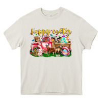 Cream Happy Easter Animal Car Heavy Core Tee - CowhideDigitalArt
