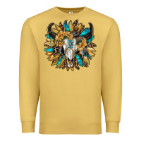 Antique Gold bull skull with sunflower Premium Sweatshirt - RanaPortraitStore