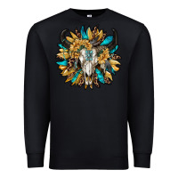 Black bull skull with sunflower Premium Sweatshirt - RanaPortraitStore