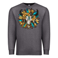 Charcoal Heather bull skull with sunflower Premium Sweatshirt - RanaPortraitStore